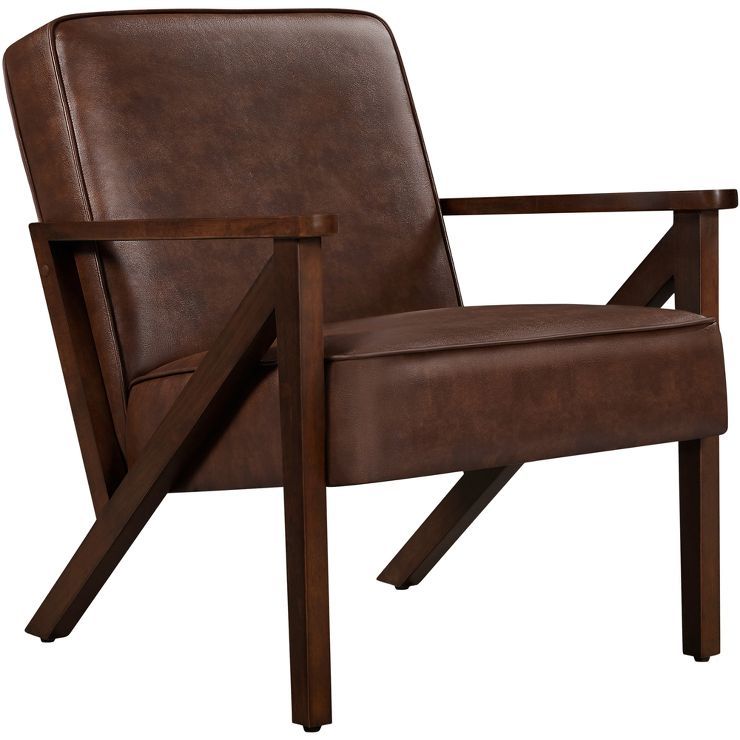 Yaheetech Faux Leather Armchair Accent Chair with Wood Legs for Living Room | Target