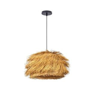 1-Light Straw Rattan Pendant Light with Unique Shade | The Home Depot