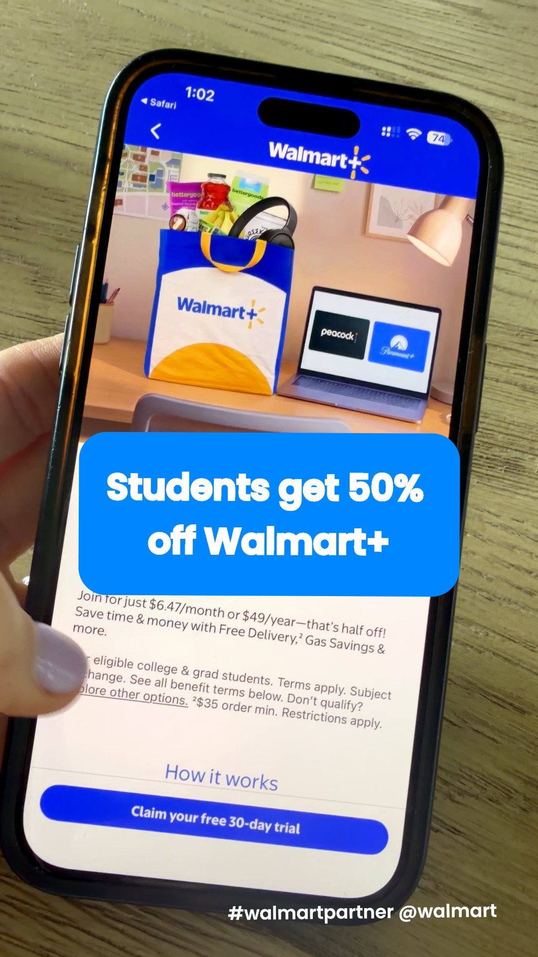 #WalmartPartner My favorite Walmart+ Student benefit for Jack? Free delivery! 🛒🎓 Less time running errands means more time for baseball, friends and enjoying college life. ⚾️💜
Free delivery with a $35 order minimum. Restrictions apply.
²Est. savings based on a $10 Express fee compared to $17.95–$19.95 non-member fees. May vary by location.
Terms apply. See Walmart.com/plus for details. @walmart