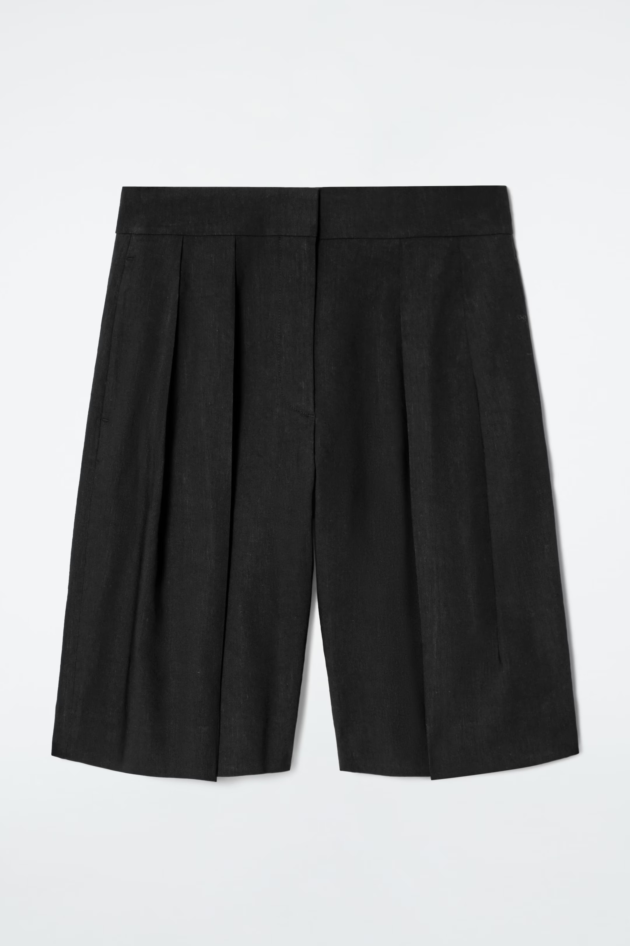 LONGLINE PLEATED LINEN SHORTS - BLACK | COS UK