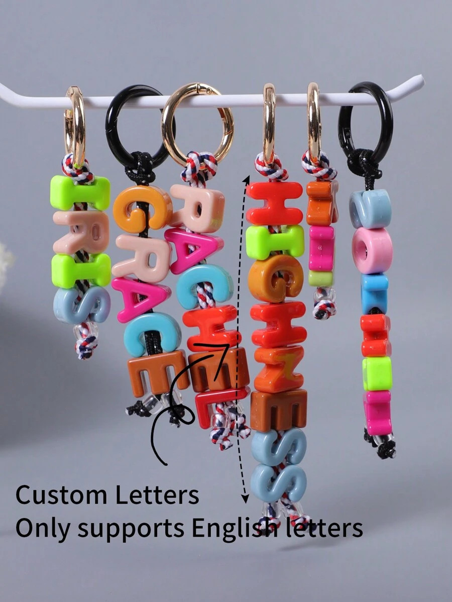 1pc Customized Multi-Color Acrylic Beaded English Letter Keychain, Personalized Bag Charm, Custom... | SHEIN