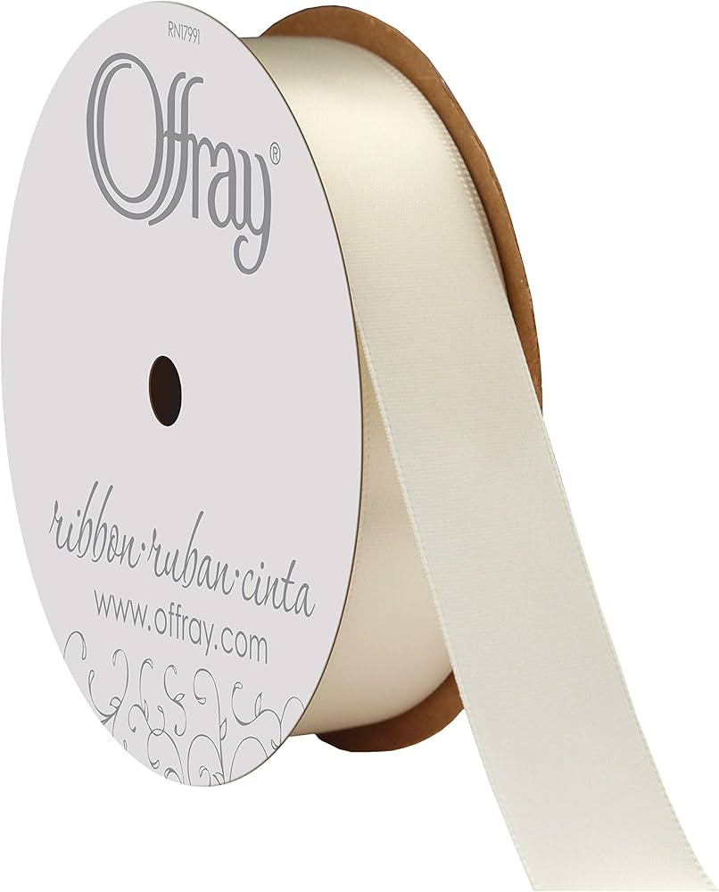 Berwick Offray 7/8" Wide Double Face Satin Ribbon, Antique White, 20 Yards | Amazon (US)
