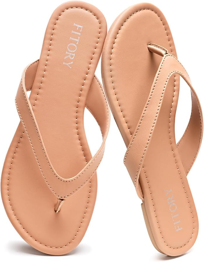 FITORY Women's Casual Flip Flops,Comfortable Thong Walking Slide,Summer Beach Flat Sandals for In... | Amazon (US)
