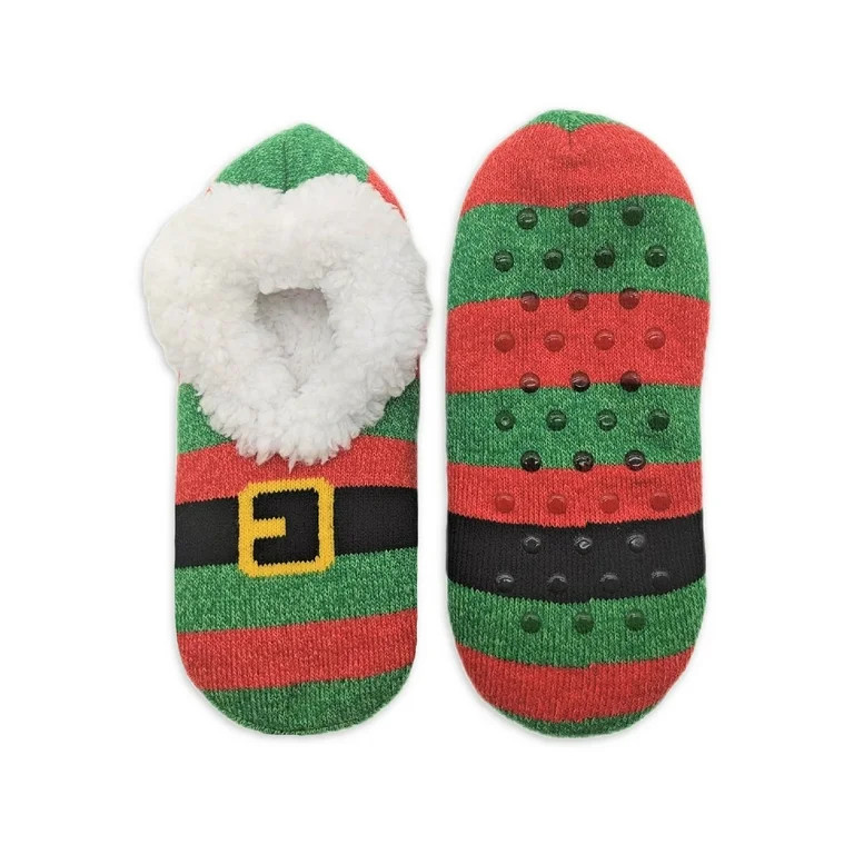Women’s Holiday Elf 3D Cable Knit Chenille Slipper Socks, 1-Pair, Size 4-10 | Walmart (US)
