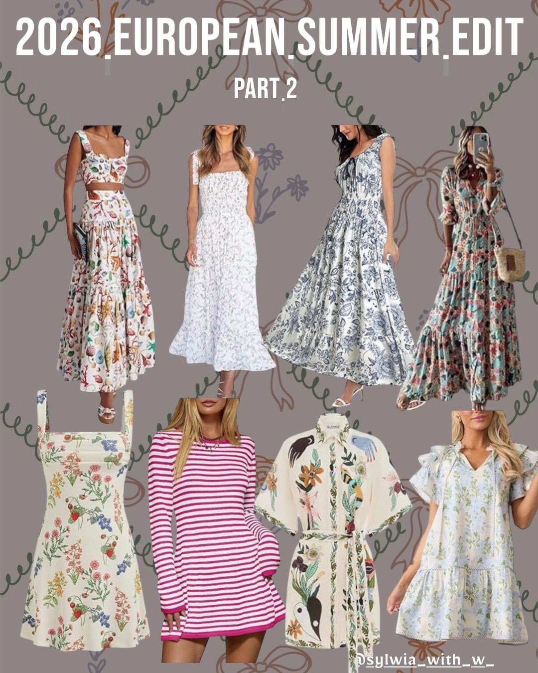 Living my best Mamma Mia life in the 2026 European Summer Edit 🍋 From Amalfi Coast strolls to sunset dinners in Santorini, these pieces are the ultimate vacation mood. Which look is your favorite? Shop the full collection at the link in my bio! #EuropeanSummer #VacationStyle #Summer2026 

Blue and white porcelain print dress, striped linen shirt dress, sage green floral wrap dress, cream silk slip dress, bohemian embroidered tunic, gingham maxi dress, nautical striped sundress, Mediterranean tile print, square neck summer midi.