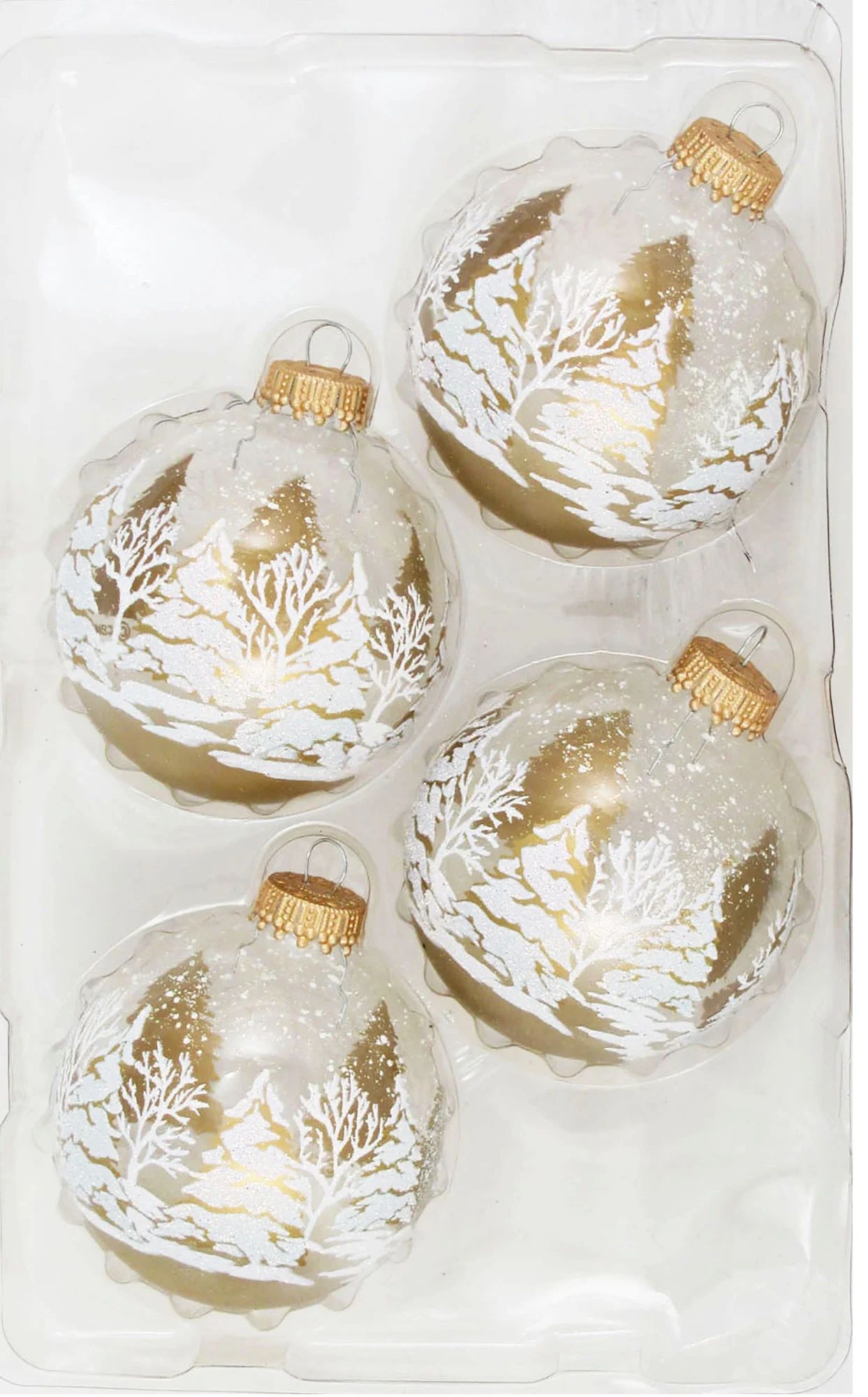 Holiday Time Clear Glass Christmas Ornaments with Tree and Snow Design 4 Count | Walmart (US)