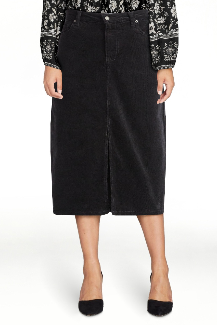 Time and Tru Women's Corduroy Midi Skirt with Front Slit, Sizes 0-20 - Walmart.com | Walmart (US)