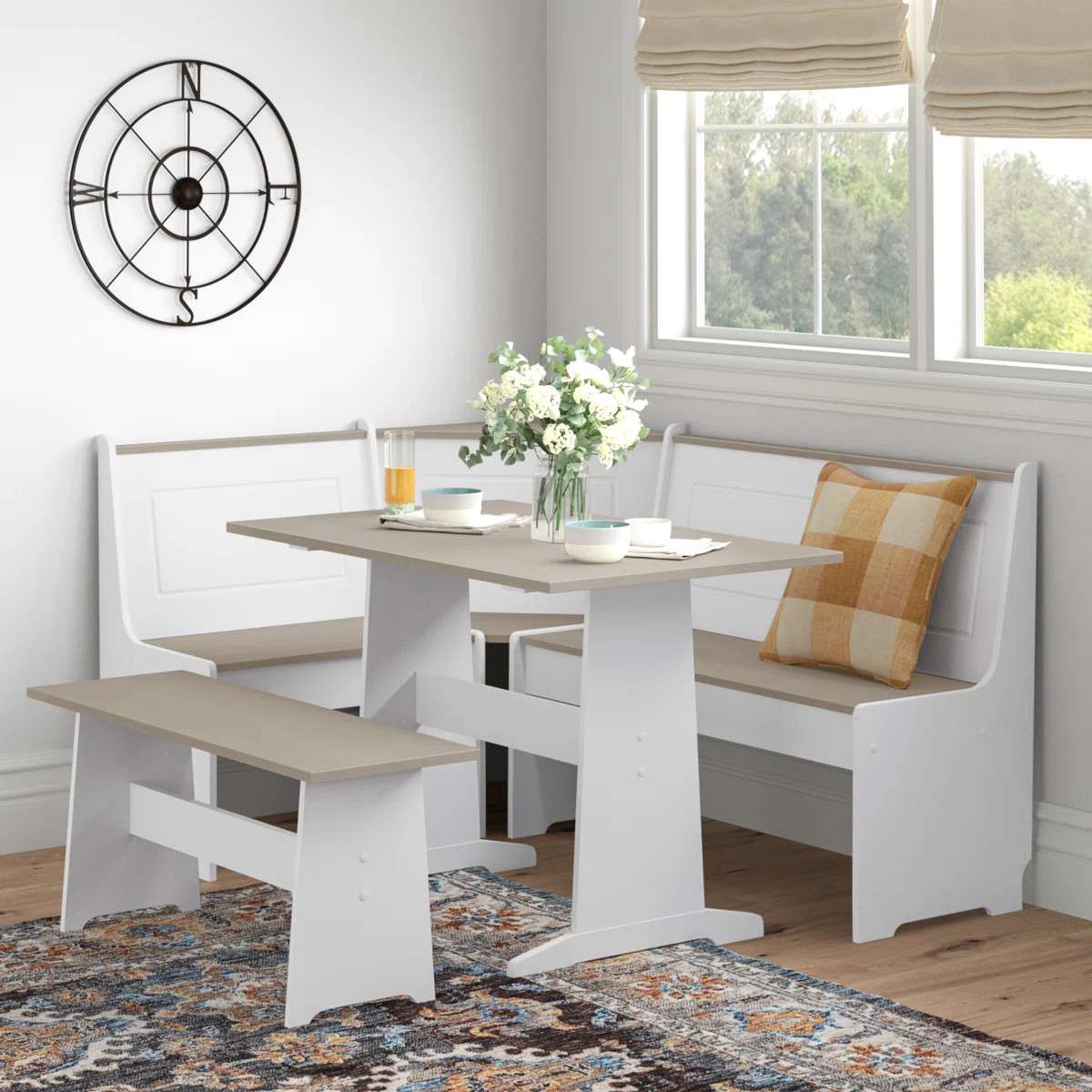 Chen 5 – Person Corner Pine Breakfast Nook with Hidden Storage | Wayfair North America