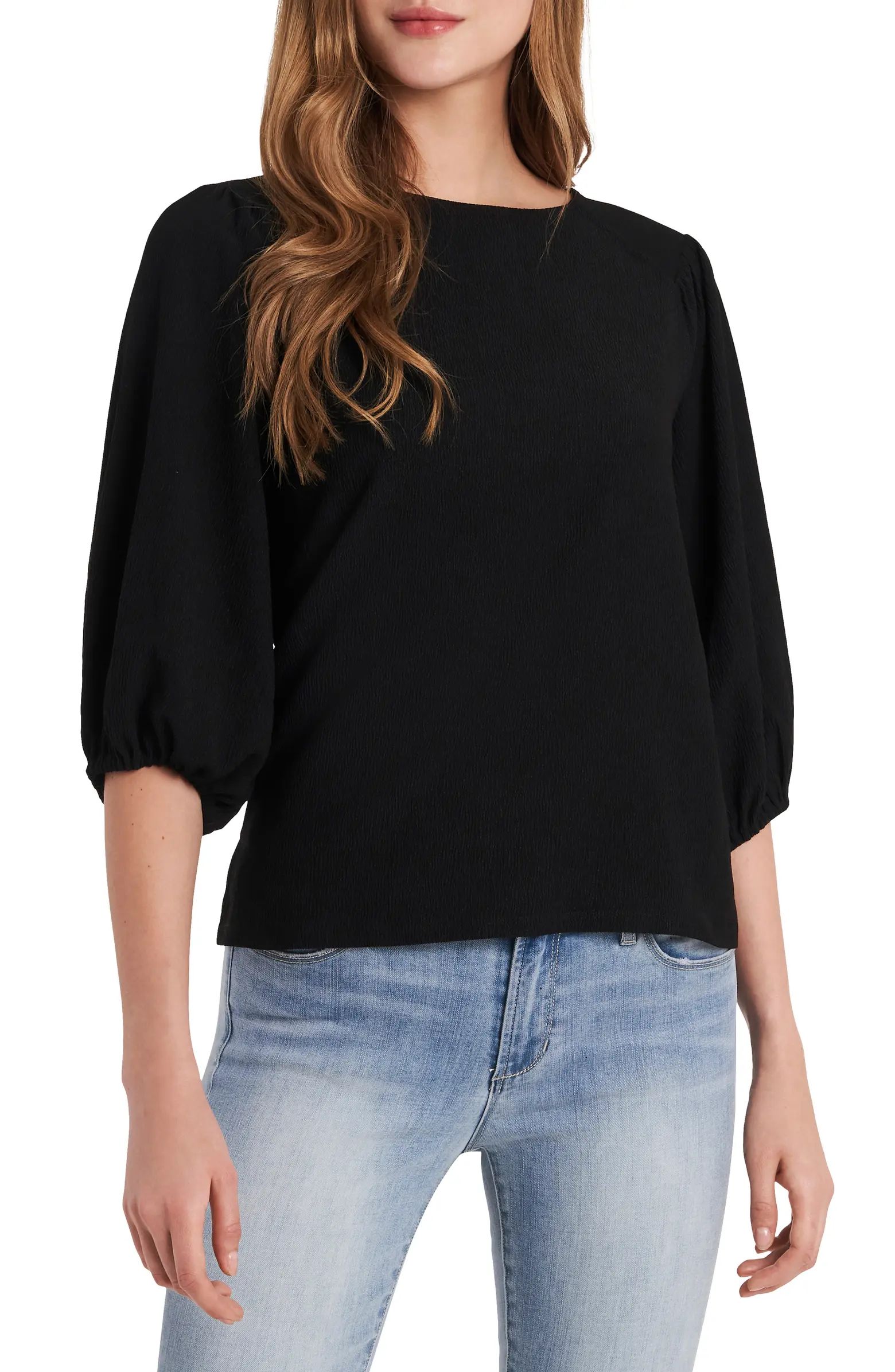 Crinkled Puff Three-Quarter Sleeve Top | Nordstrom