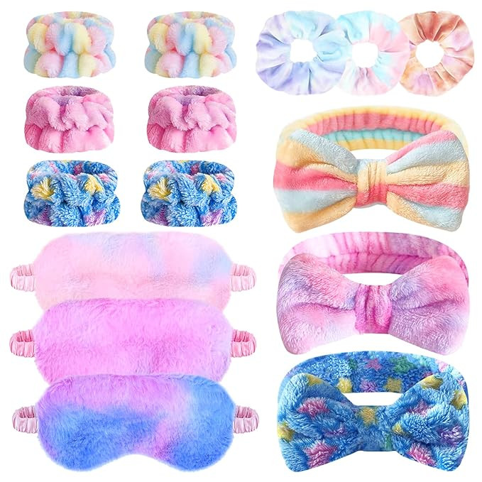 15 Pcs Sleepover Party Favors for Teenager Girl, Spa Headband Wrist Towels for Washing Face, Plus... | Amazon (US)