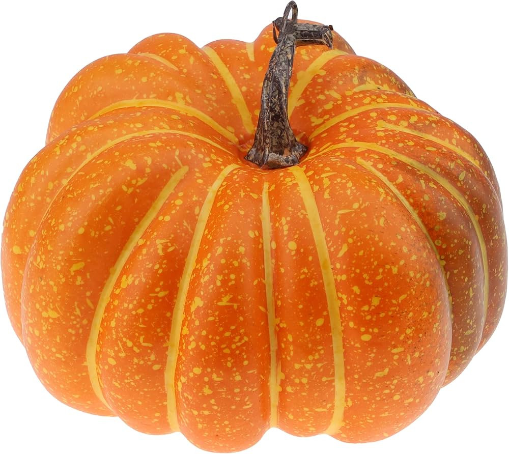 Gresorth 7.9 Inch Fake Flat Pumpkin Lifelike Handle Artificial Food Halloween Christmas Decoratio... | Amazon (US)
