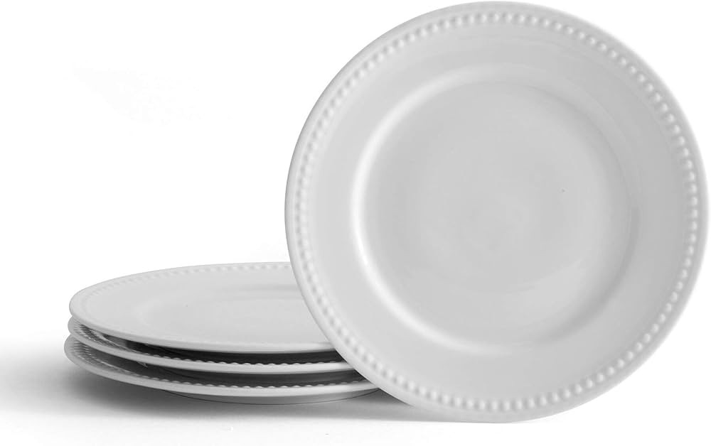 Everyday White by Fitz and Floyd Beaded 8.5 Inch Salad Plates, Set of 4 | Amazon (US)