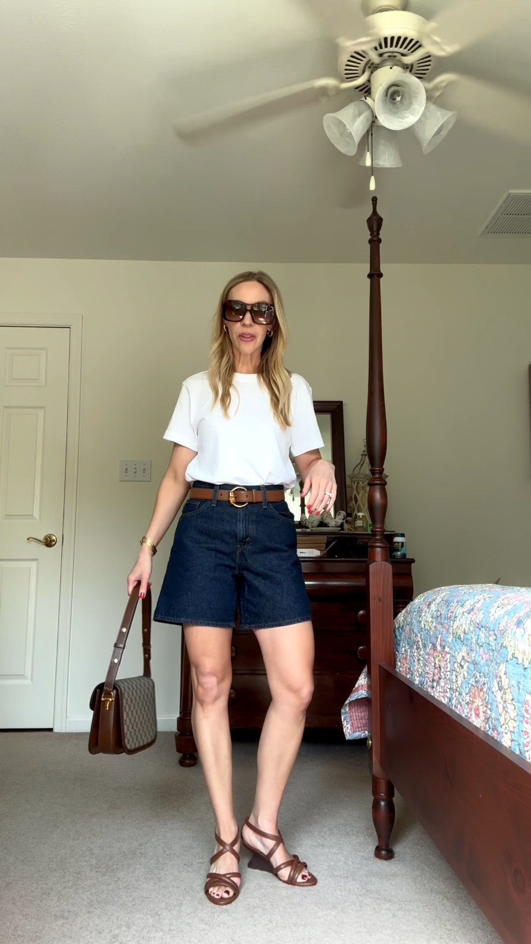 These denim shorts are so flattering - high rise and loose fitting in the leg

#LTKootd #LTKgrwm #LTKSeasonal