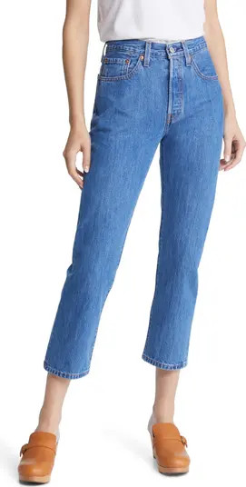 501® High Waist Raw Crop Straight Leg Jeans | Nordstrom