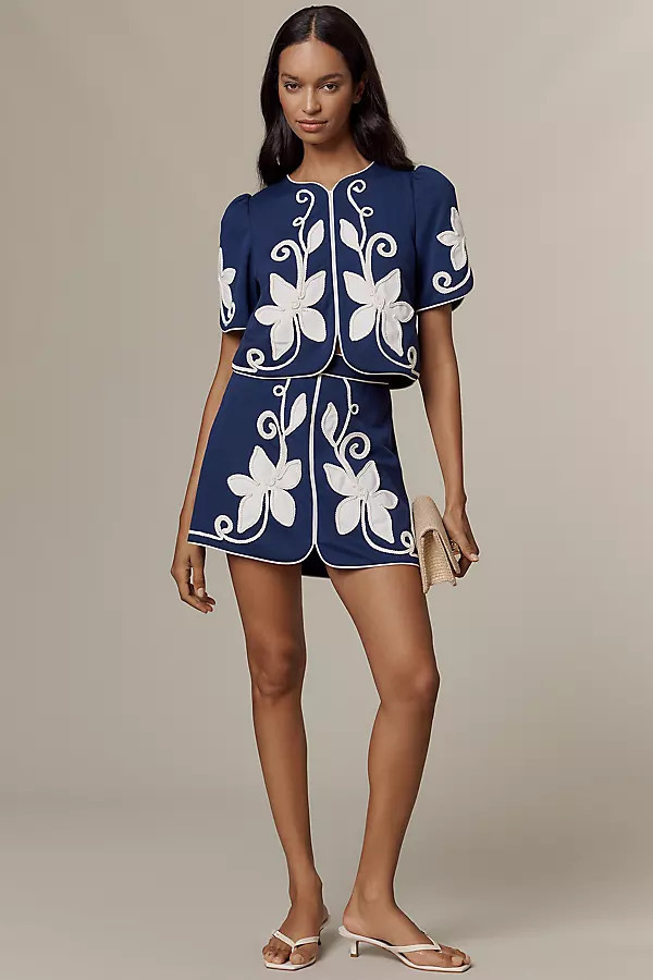 Dottie Appliqué Mini Skirt | Anthropologie (US)