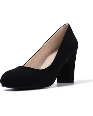 IDIFU Women's Low Chunky Block Closed Toe Heels Pumps | Amazon (US)