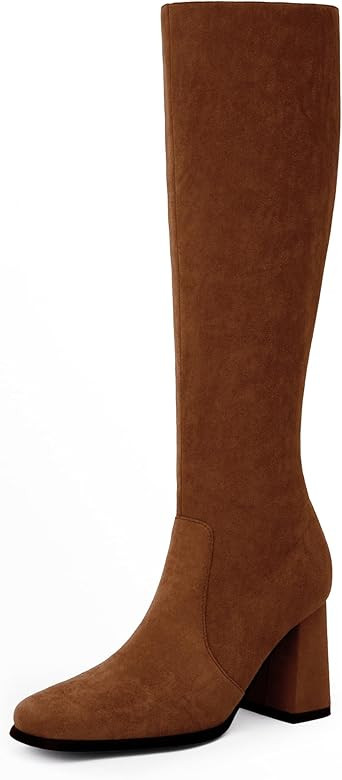 Modatope Knee High Boots Women Chunky Heel Square Toe Tall Boots for Women High Heel Side Zipper ... | Amazon (US)