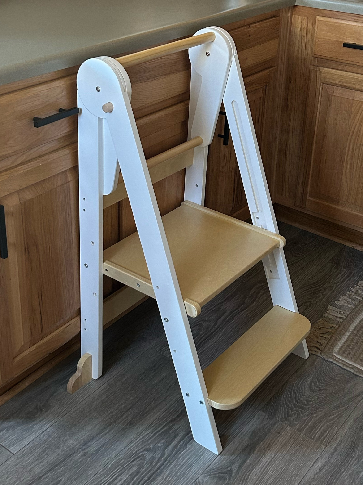 Harper’s new kitchen foldable tower!
