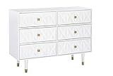 Linon Home Décor Sheerah Six Drawer Geo Texture White Dresser, Gold | Amazon (US)