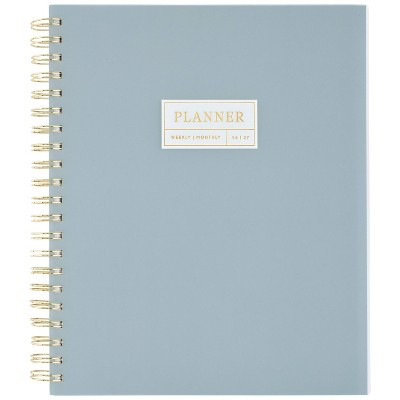 Sugar Paper Essentials 8.5"x11" Large Wirebound Frosted Poly 2026-2027 Weekly/Monthly Planner Dusty Blue | Target