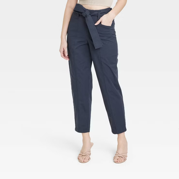 Women's High-Rise Tapered Ankle Tie Front Pants - A New Day™ | Target