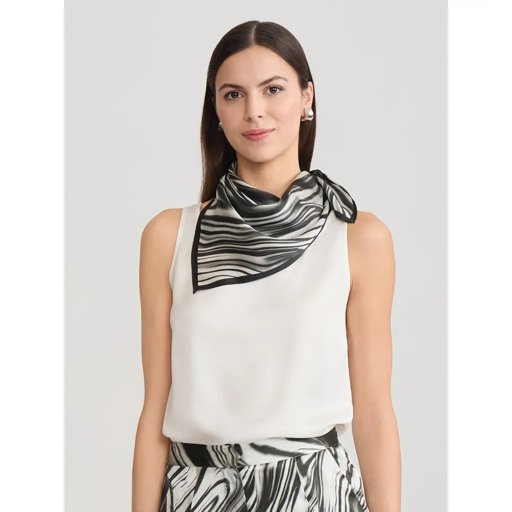 Misook Marble Print Silk Scarf in Black/white at Nordstrom | Nordstrom