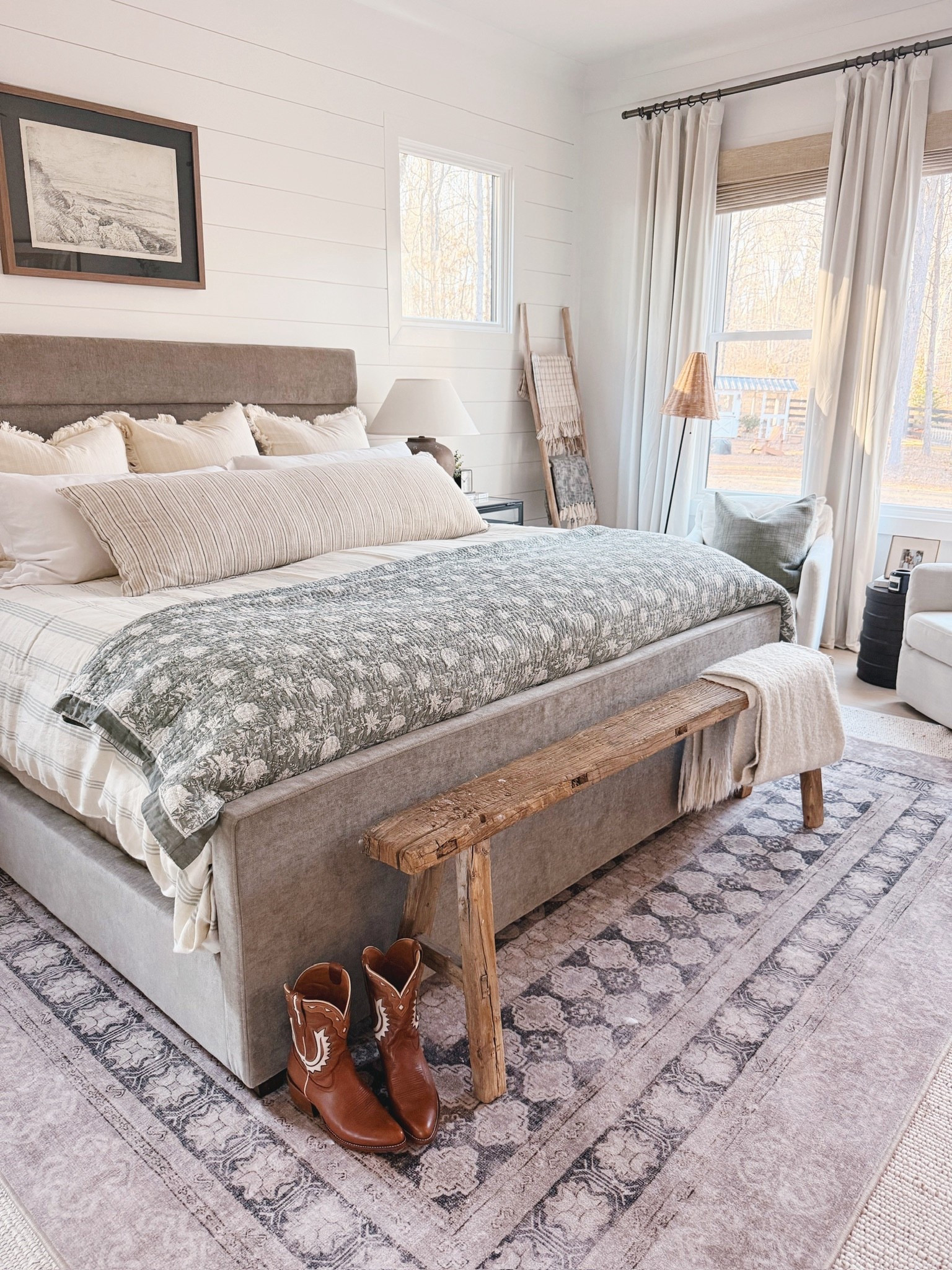 🌸 This is your sign to refresh your bed for spring.
From the plush upholstered bed frame and crisp white pillows to the layered textures, patterned quilt, rustic bench, and soft area rug, every element works together to create a Modern Classic bedroom that feels both cozy and elevated — perfect for the new season.

#porcheandco #springbedstyling #modernclassicbedroom #neutralbeddingideas #layeredpillows #cozybedroomrefresh #timelessinteriors

Do you want to bring our dreamy Modern Classic style interior design into your own home? 🏡 You’re in luck! Reserve our Online Interior Design packages today -> https://porcheandco.com/edesign ✨ We can’t wait to work with you & design your home with #porcheandco


#LTKHome #LTKvlog #LTKSeasonal
