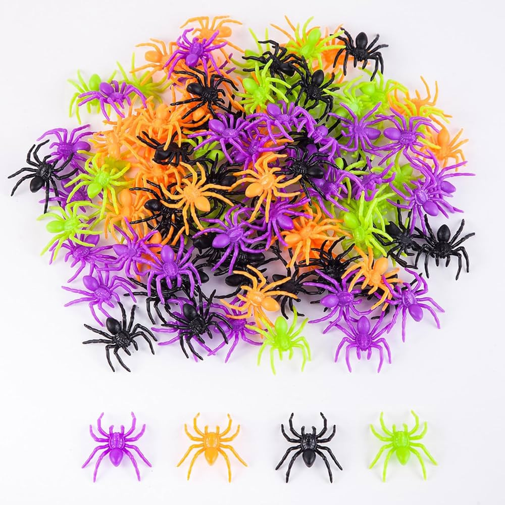 120 Pieces Realistic Halloween Plastic Spiders 4 Colors Small Spider Toys Fake Spiders Terror Fun... | Amazon (US)