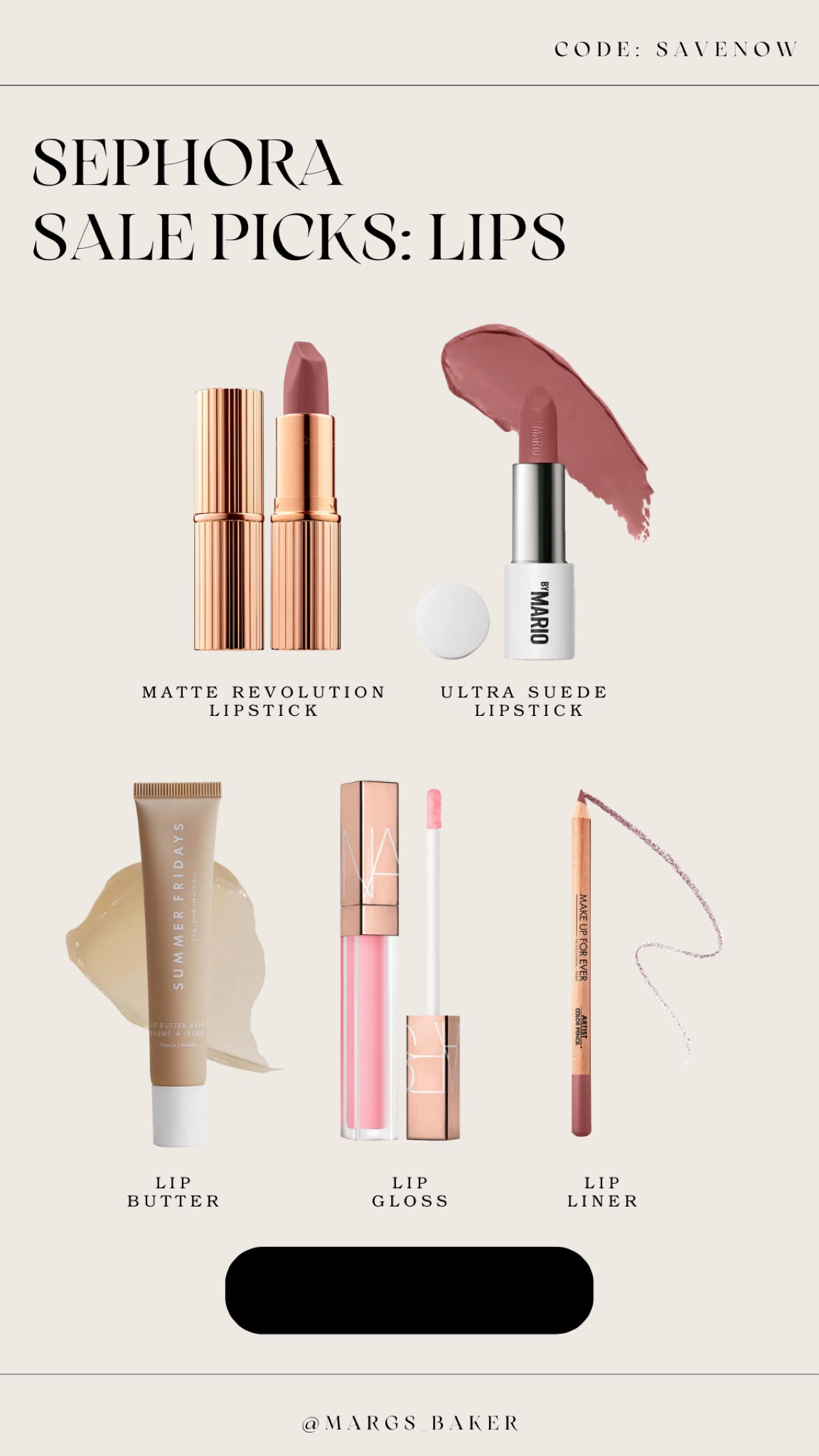#sephorasale picks: lips
Code: savenow 
Matte revolution: very Victoria or pillow talk
Ultra suede: Sam
Nars: Turkish delight 
liner: wherever walnut 

#LTKbeauty #LTKBeautySale #LTKsalealert