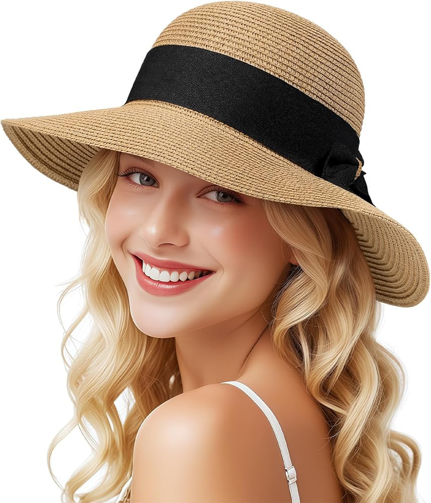 Beach Hats for Women - Wide Brim Sun Straw Hat for Women, UPF 50+ UV Sun Protection Sun Hat Women... | Amazon (US)