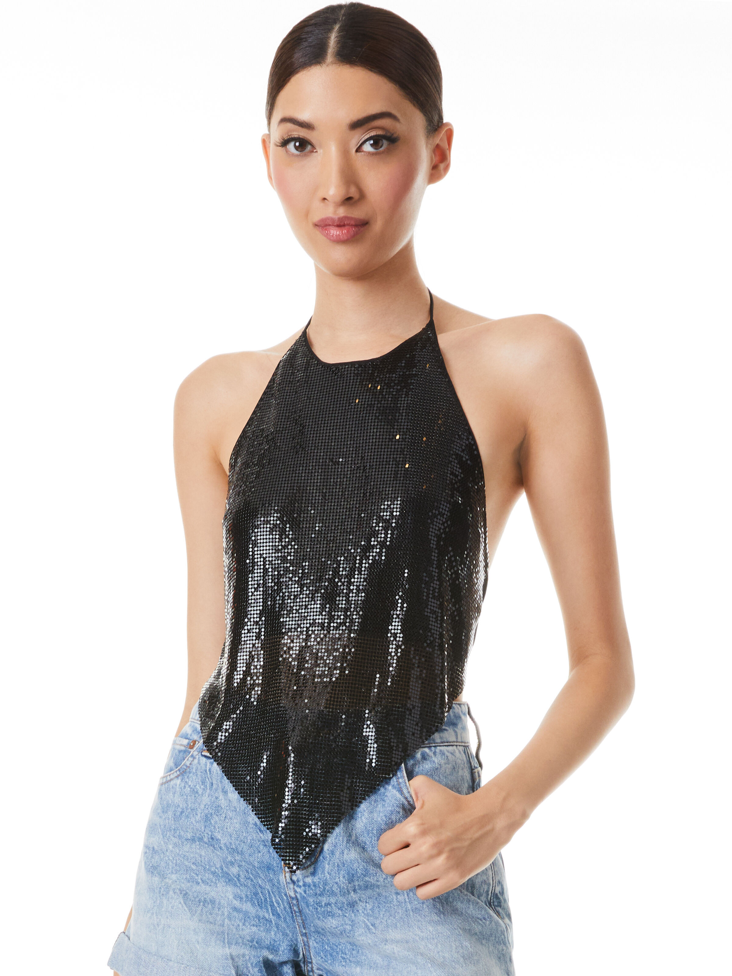 alice + olivia FRENCHIE CHAINMAIL HALTER TOP | Alice + Olivia