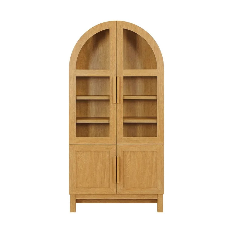 Better Homes & Gardens Juliet Kitchen Rounded Solid Wood Frame Arc Cabinet, Light Honey Finish | Walmart (US)