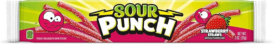 Sour Punch Straws Chewy Candy, Strawberry Flavored Sour Candy, 2oz Tray (24 Pack) | Amazon (US)