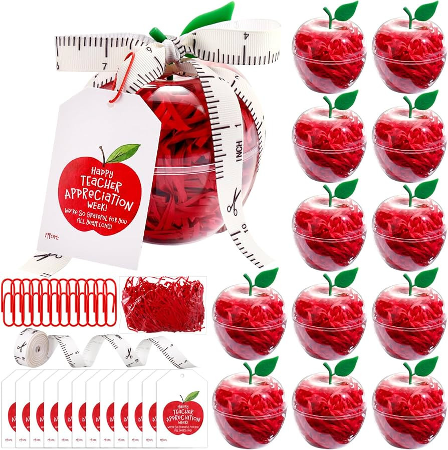 Briwooody 12 Sets Clear Apple Gift Boxes for Teacher Appreciation Week, Plastic Candy Containers ... | Amazon (US)