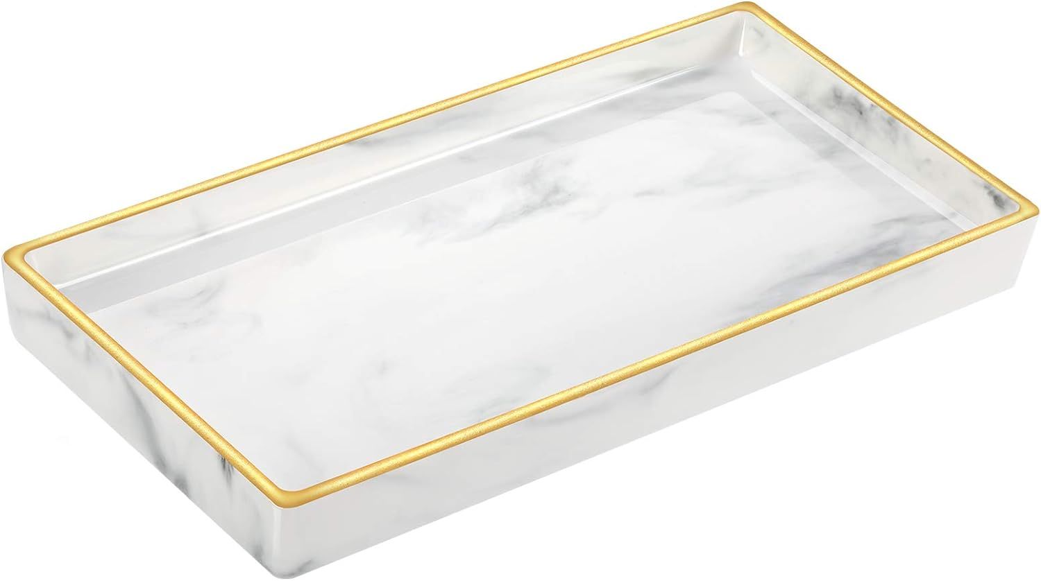 Luxspire Vanity Tray, Marble Ceramic Jewelry Dish Tray, Bathroom Tray with Golden Edged Home Déc... | Amazon (US)