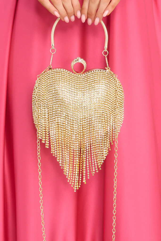 I Give You My Heart Gold Handbag | Red Dress 