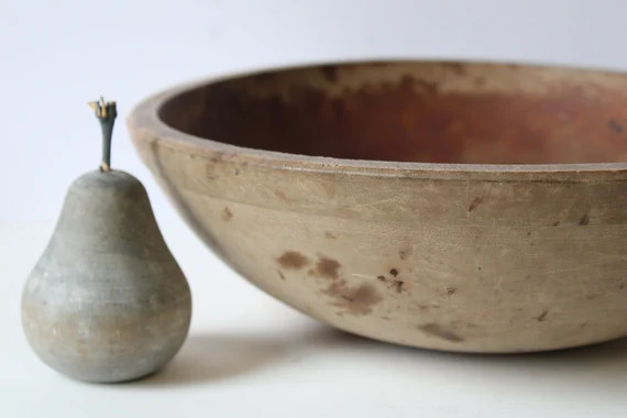 Vintage Wood Bowl Primitive Farmhouse Aged Rustic Large Wooden | Etsy | Etsy (US)