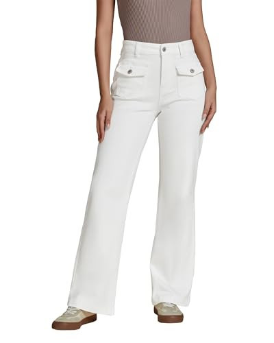 luvamia Womens White Jeans Wide Leg Jeans Women High Waisted White Wide Leg Jeans for Women Wide Legs Jeans for Women High Waist Jeans for Women Cream White Size Large US Size 12 to Size 14 | Amazon (US)