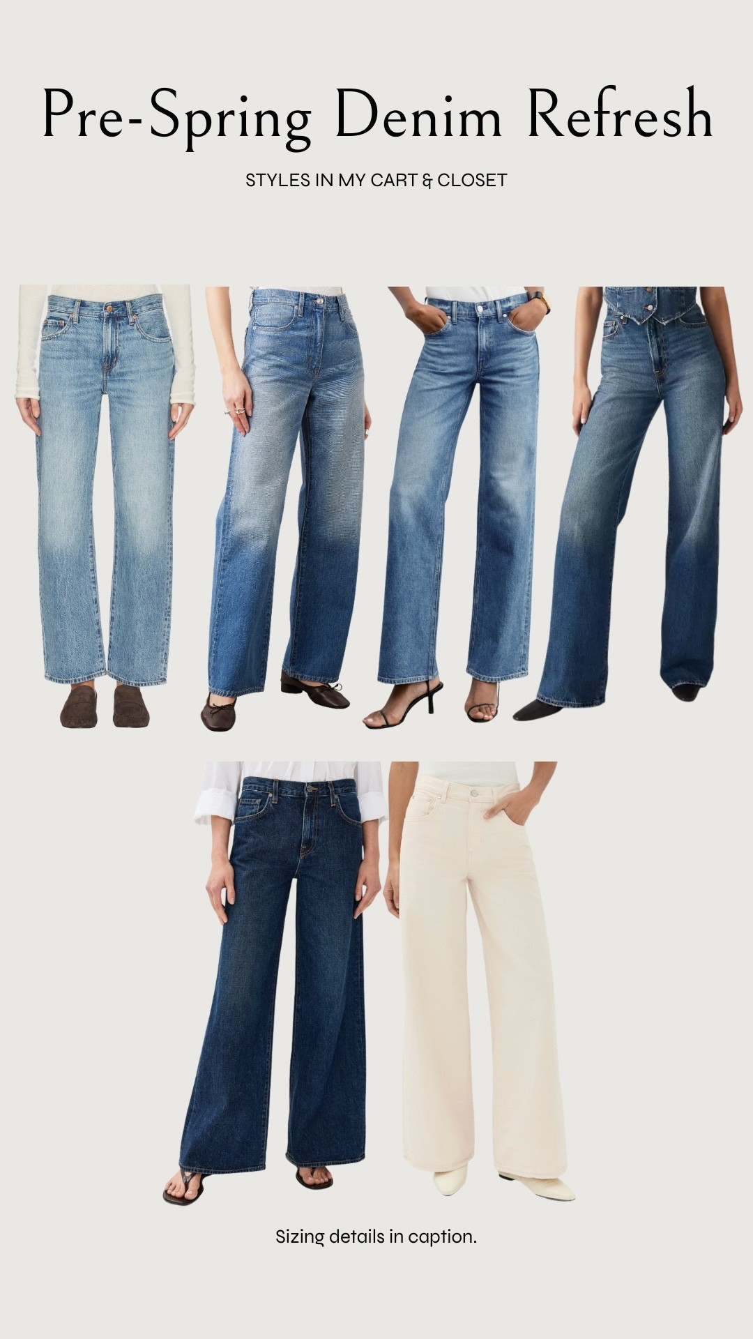 Jeans I love & am buying 👖 From left to right, top to bottom:

* Pistola: I ordered my smaller size
* SLVRLAKE Grace: I wear my smaller size
* AYR: I ordered my smaller size
* Levi’s Ribcage: Size down
* TWP Dancer (white and blue): Size down 

#LTKootd #LTKSeasonal