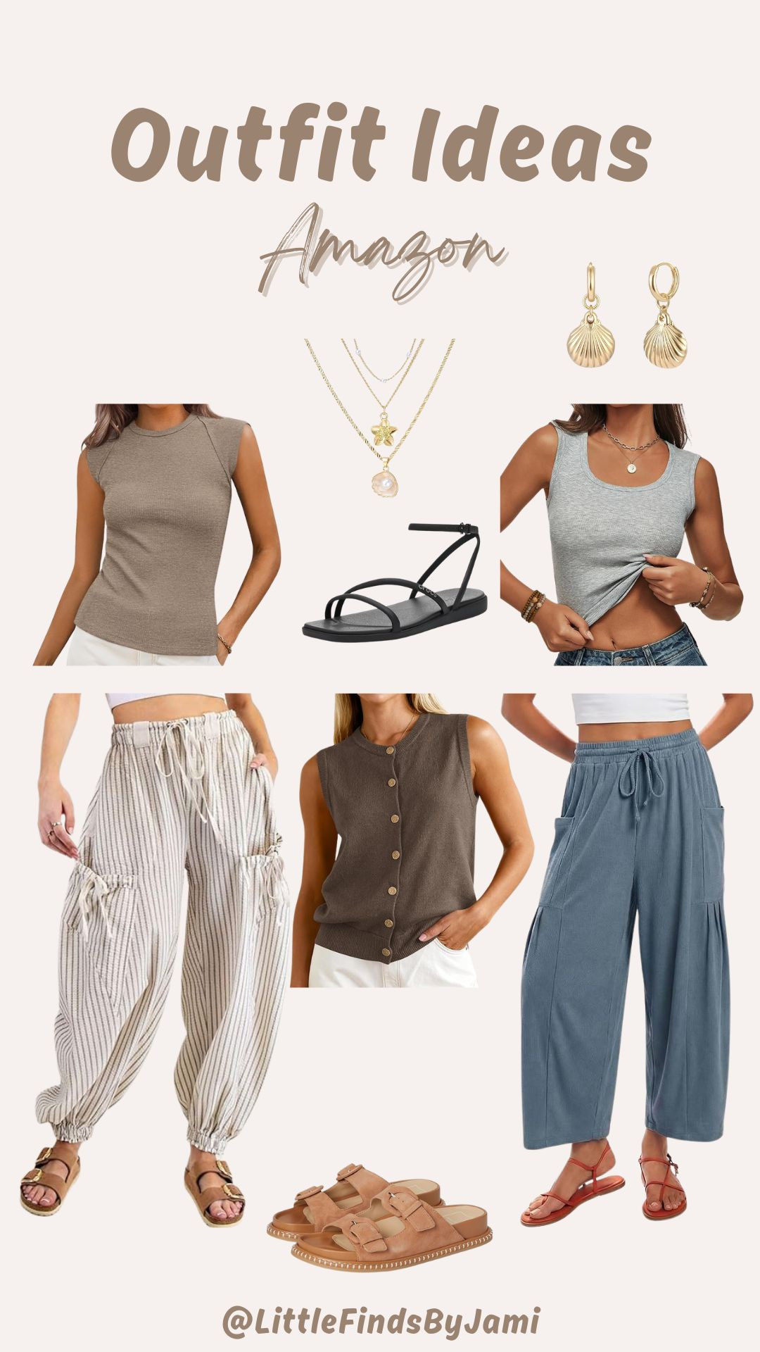 Easy spring summer outfits for women. Amazon fashion favorites. Sandals. Look for less. Lightweight pants. Cute trendy style. Vacation vibes.  

 

#LTKgrwm #LTKootd #LTKmomlife