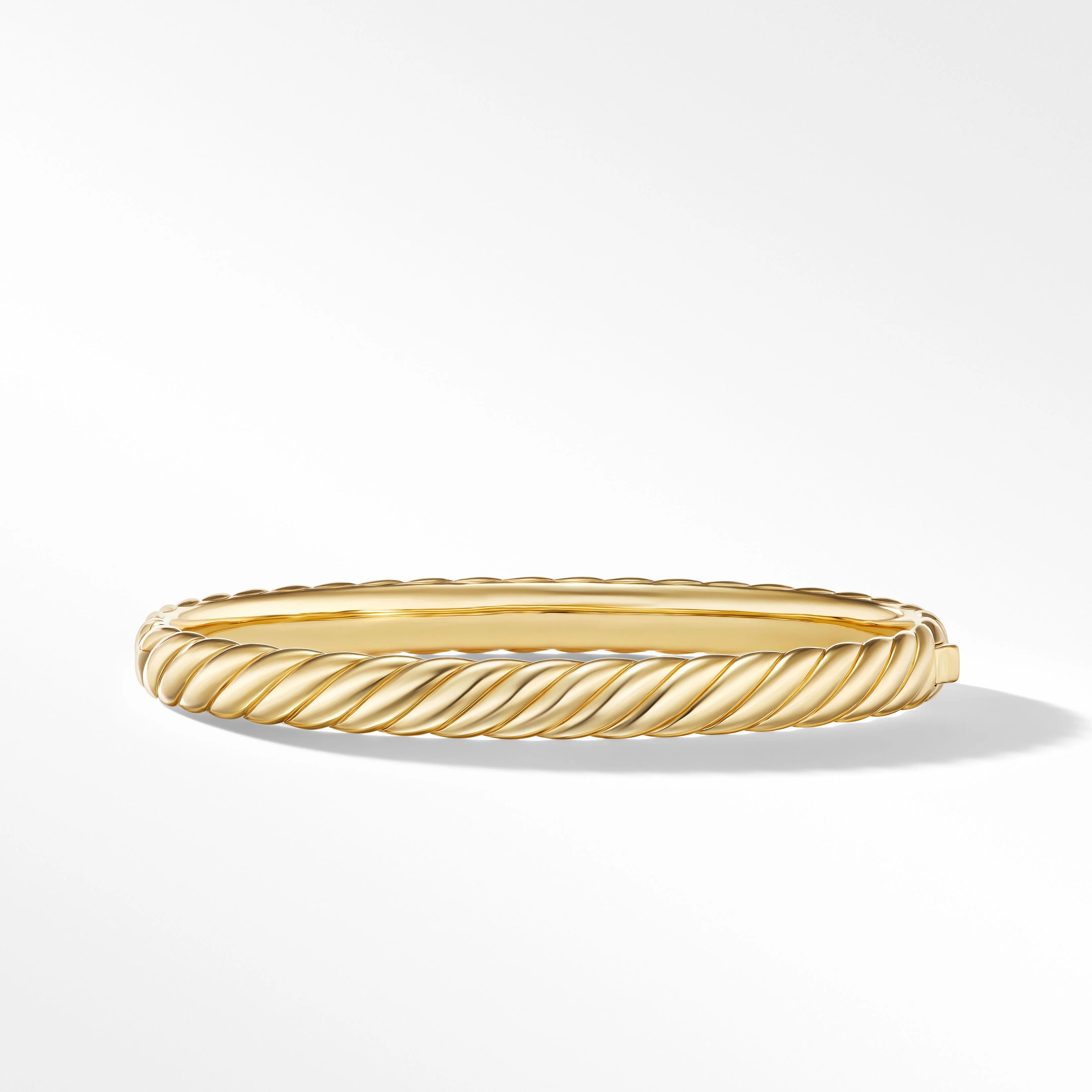 Sculpted Cable Bangle Bracelet in 18K Yellow Gold | David Yurman