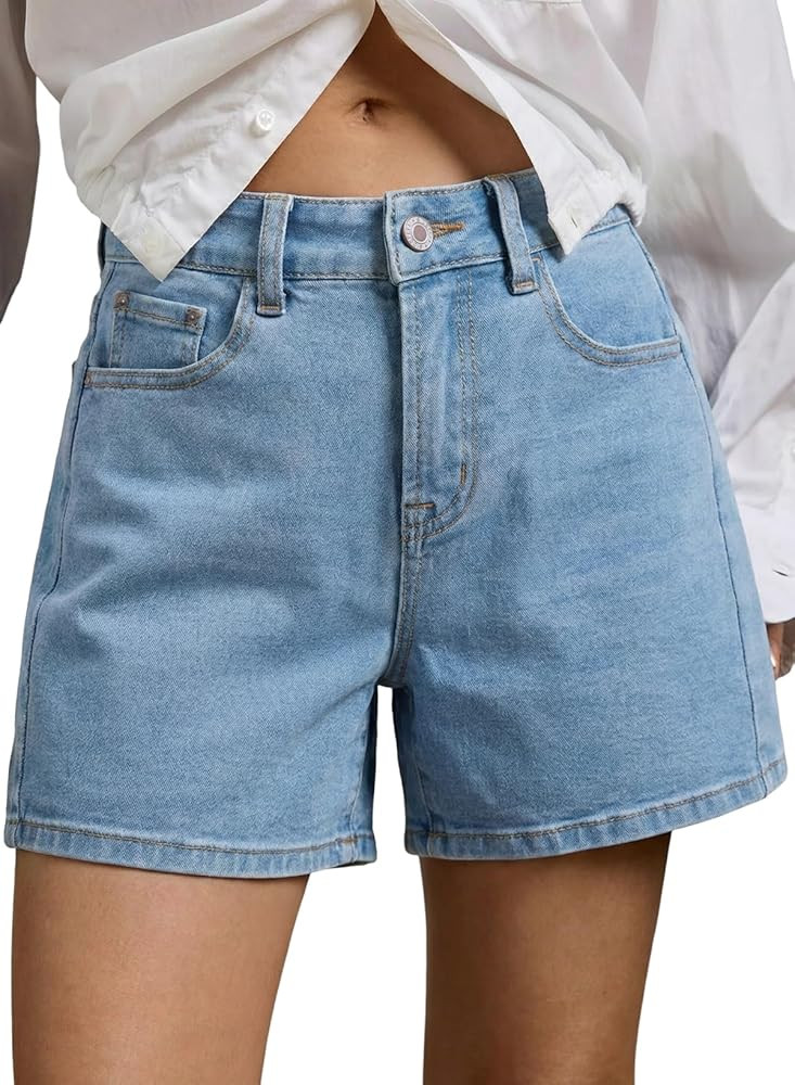 Sidefeel Women's Jean Shorts High Waisted Stretchy Casual Side Seam Denim Shorts | Amazon (US)