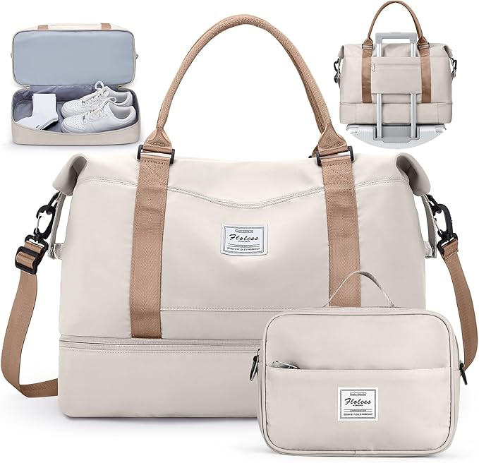 Travel Duffel Bag with Shoes Compartment, Overnight Weekender Bags for Women, Carry on Personal I... | Amazon (US)