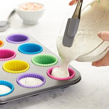 Amazon Basics Reusable Silicone Baking Cups, Muffin Liners - Pack of 12, Multicolor | Amazon (US)