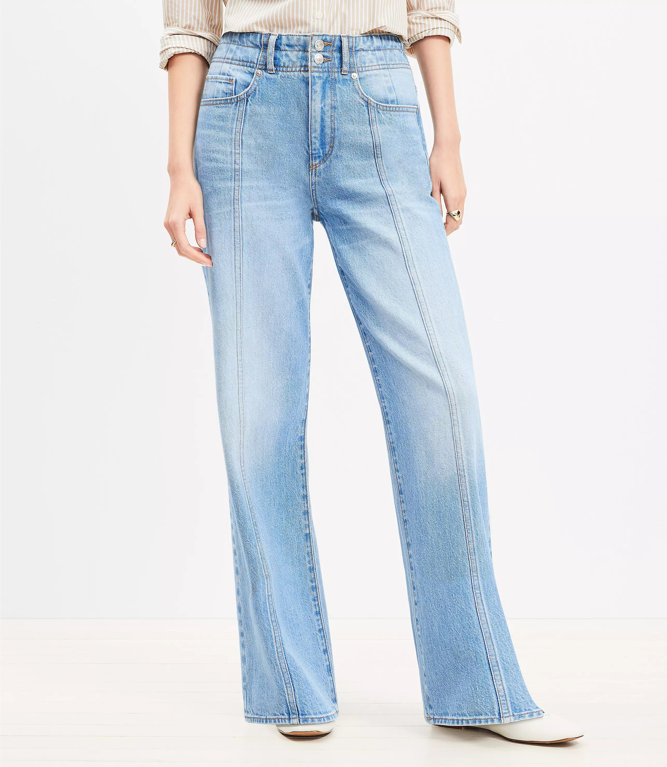 Curvy Seamed Wide Leg Jeans in Bright Authentic Indigo | LOFT