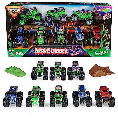 Monster Jam, Grave Digger 40th Anniversary 8-Pack Monster Trucks with Bonus Accessories, 1:64 Scale, Kids Toys for Boys and Girls 3 and up | Amazon (US)