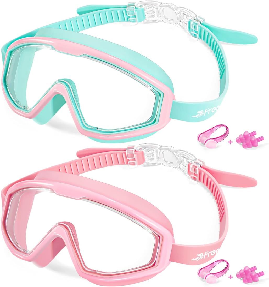 Freela Goggles for Kids Toddler 3-15, Anti Fog No Leak Clear Swim Goggles for Boys Girls Pool Bea... | Amazon (US)