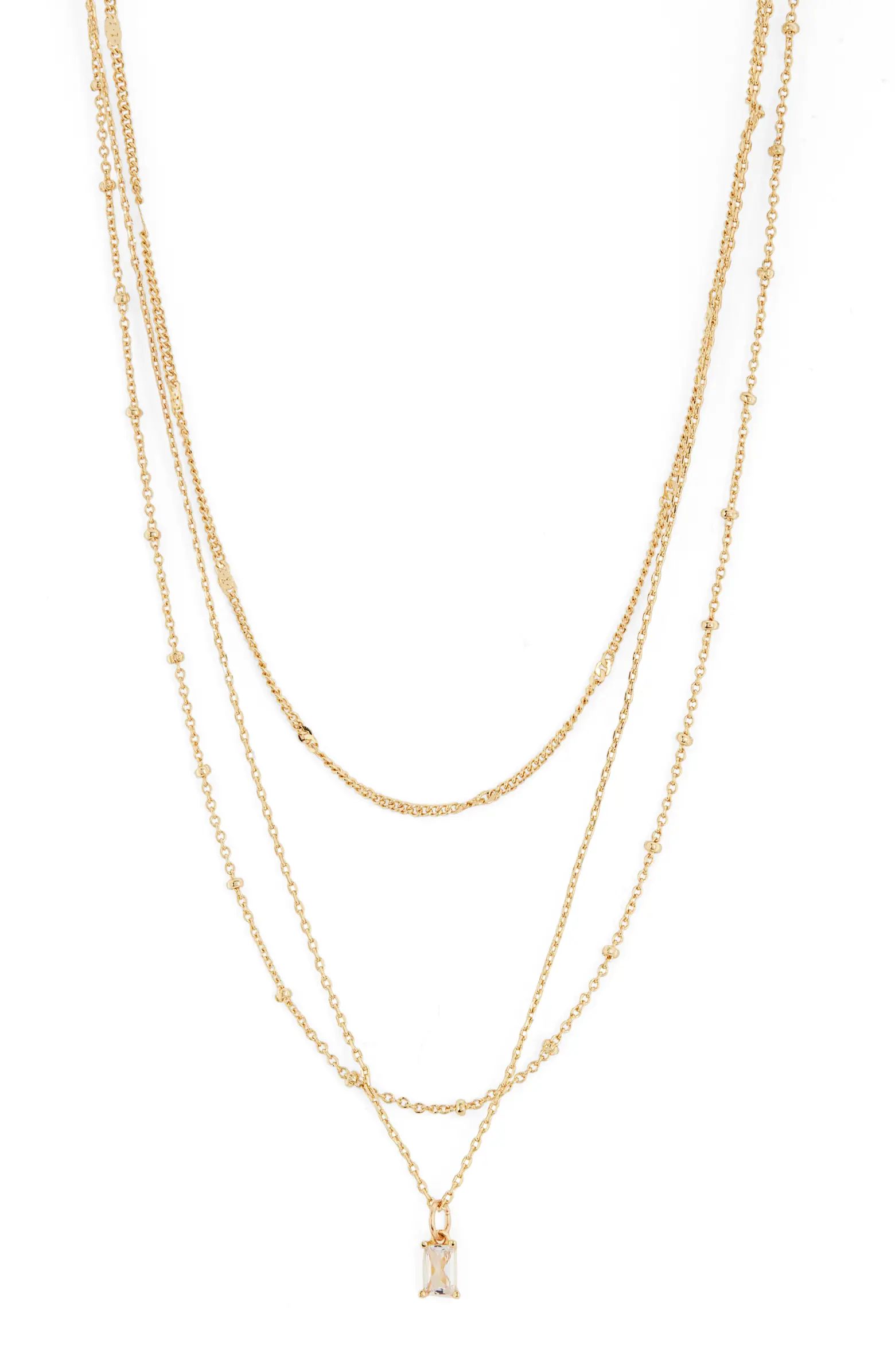 14K Gold Dipped Layered Rhinestone Pendant Necklace | Nordstrom