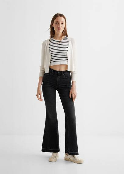 Striped crop top ecru - Teenage girl - S - MANGO TEEN | MANGO (UK)