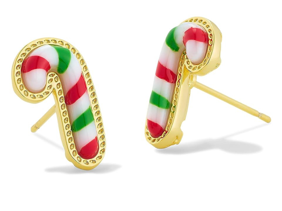Kendra Scott Candy Cane Stud Women's Earrings Earring Gold Red Green Mix, Brass | Zappos